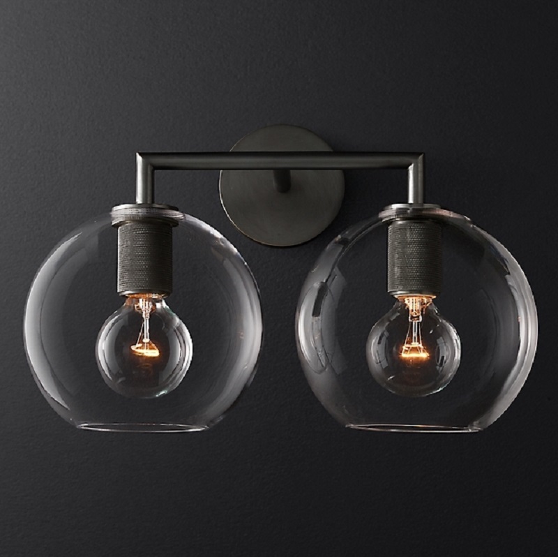 Бра RH Utilitaire Globe Shade Double Sconce Черный фото 2 Бра RH Utilitaire Globe Shade Double Sconce Черный фото 2