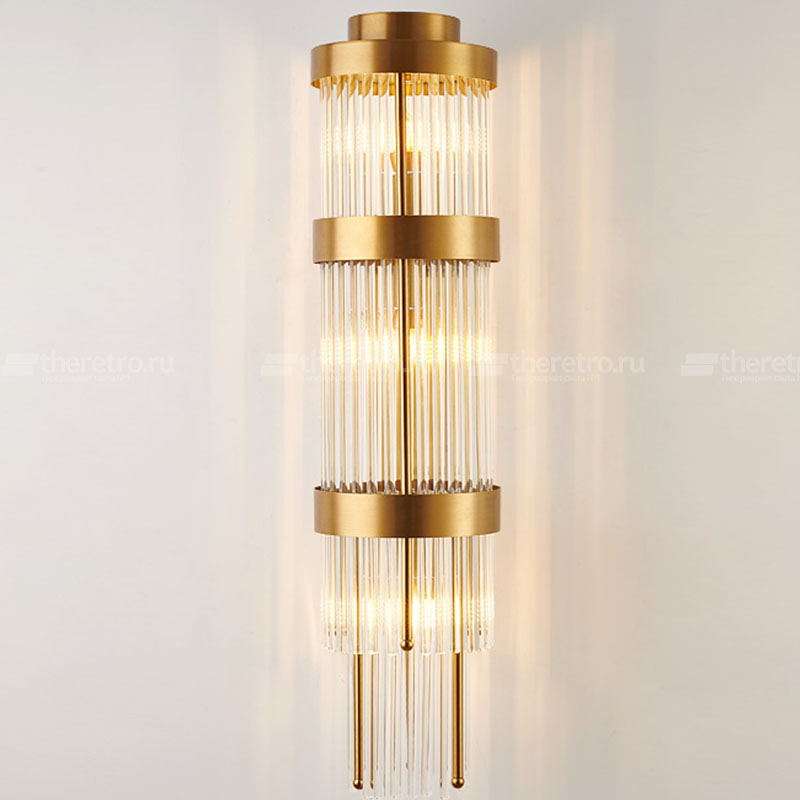 Настенный светодиодный светильник с цилиндрическим плафоном из тонких кристальных трубочек на каркасе из металлических колец JANNET фото #num#