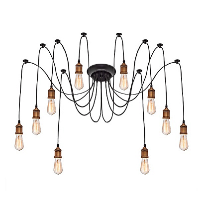 Латунный Industrial Edison Chandelier 6 плафонов Черная версия фото 3