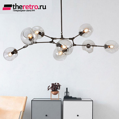 Lindsey Adelman Branching Bubble Chandelier 11 плафонов Прозрачный Черный Горизонталь  фото 1