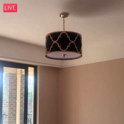 Люстра Quatrefoil Overlay Drum Pendant 40 см  Белый фото 8