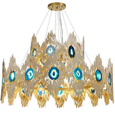 Люстра с натуральным камнем Calypso Chandelier 10 плафонов Золотой  фото 1