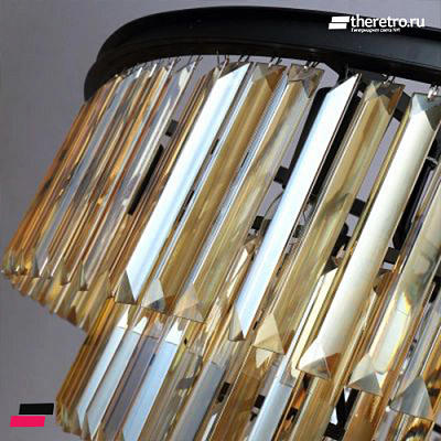 1920s Odeon Glass Fringe Chandelier Smoke (L) - 7 rings Коньячный фото 7