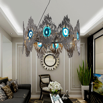 Люстра с натуральным камнем Calypso Chandelier 10 плафонов Золотой фото 13