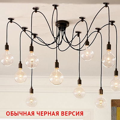 Латунный Industrial Edison Chandelier 6 плафонов Черная версия фото 7