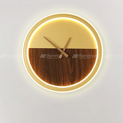 Светодиодный настенный светильник в виде деревянных круглых часов TIME WOOD ONE фото 6