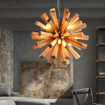 Loft Wooden Sputnik 55 см  Каштановый фото 12