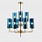 Люстра Brass & Blue Glass Tube designed by Hans-Agne Jakobsson in 1970 10 плафонов Золотой фото 3