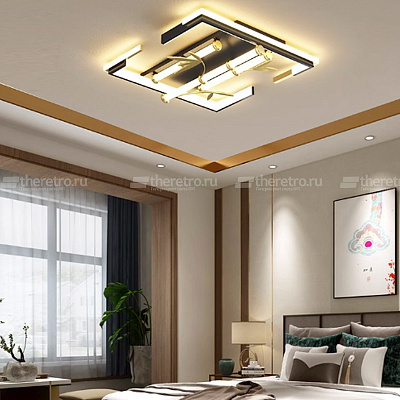 Потолочный квадратный светильник в японском стиле Бамбук Japanese Style Bamboo Wall Lamp 40 см  B фото 11