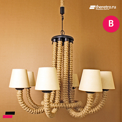Industrial Rope Chandelier A фото 10