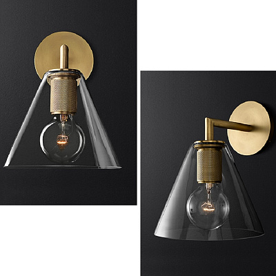 Бра RH Utilitaire Funnel Shade Single Sconce Черный фото 8