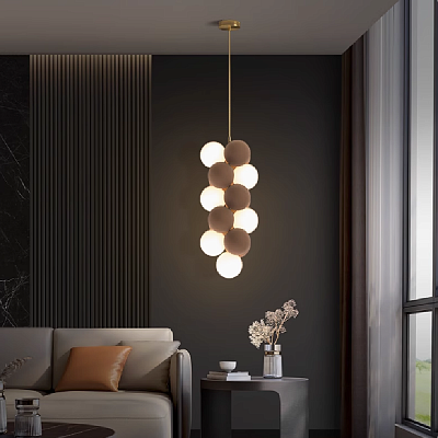 Подвесной светильник LATTE COSY 10 шаров (4 лампы). Цвет Бордо фото 12