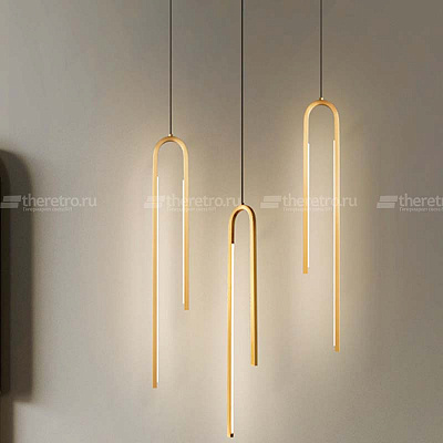 Серия подвесных светодиодных светильников с вытянутыми прямоугольными LED-панелями на разноуровневом дугообразном корпусе WIKI фото 5