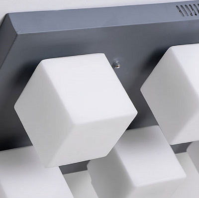Серия потолочных люстр с матовыми стеклянными плафонами квадратной формы BOARD CUBE фото 11